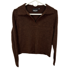 Cocoa Brown Wool Polo Sweater
